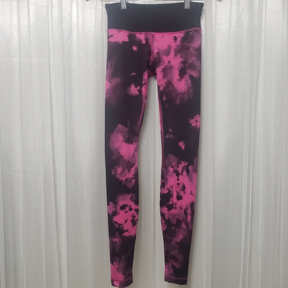 Lululemon Sz 4 Wunder Under Pant In Fuschia & Black Tie-Dye - Picture 3 of 12